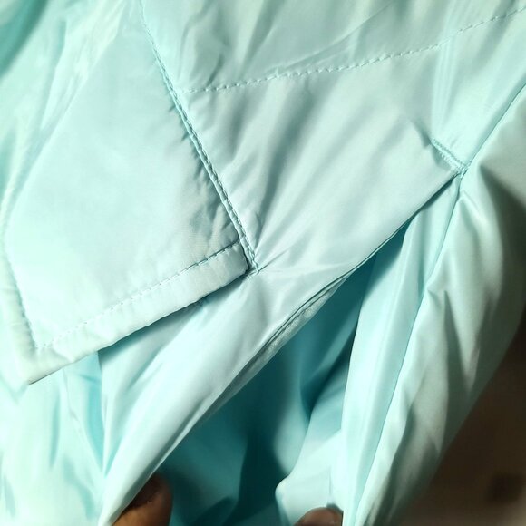 Free People Ella Puffer Jacket Sz M Blue Button Front Pockets Cozy NWT $168 - Picture 12 of 14